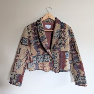 Vintage Expose cropped western tapestry jacket size XL